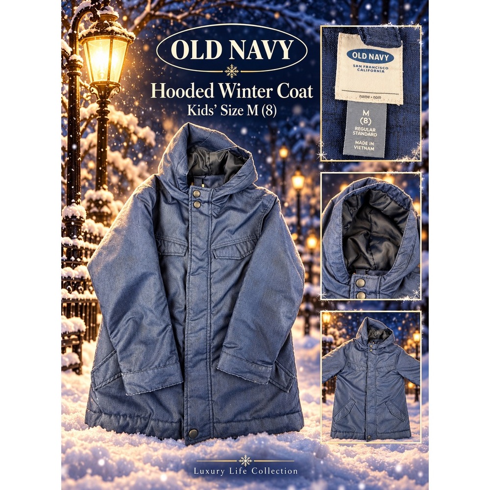 Kidcore Winterrcore Old Navy Kids Blue Hooded Parka Jacket Size M 8 Regular